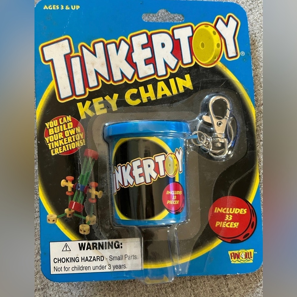 Vintage Tinkertoy Keychain Portable Handheld Travel